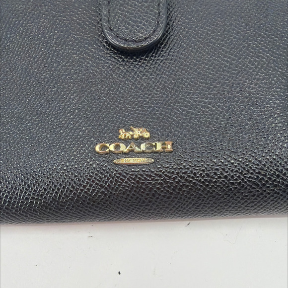 Coach Compact Wallet Black Saffiano Leather Wallet - Picture 2 of 8